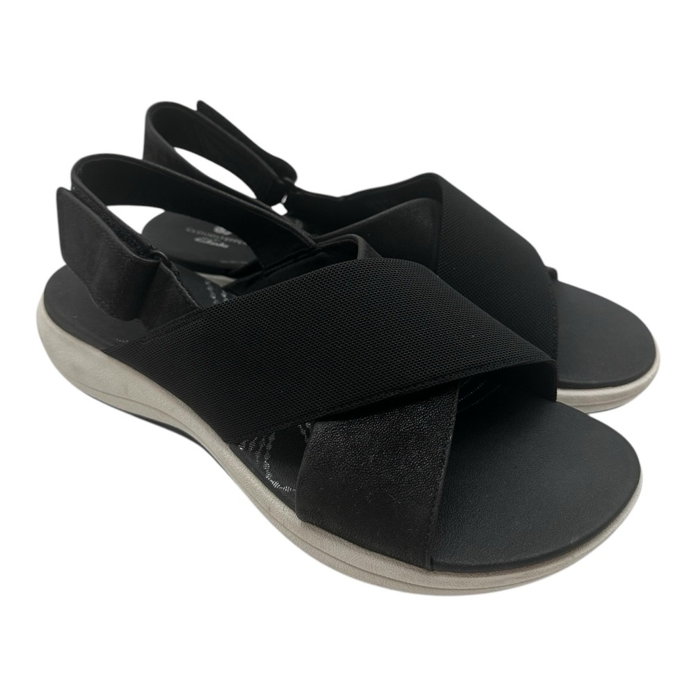 Clarks CloudSteppers Mira Sandals Womens 12 M Black Strappy Slingback Shoes